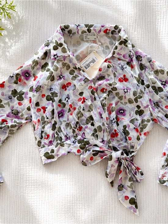 Frank & Oak Tops - NWT Frank And Oak Printed Wrap Top – Floral – XS